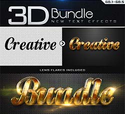 极品3D金属质感PS样式1－5合集：New 3D Collection Text Effects Bundle